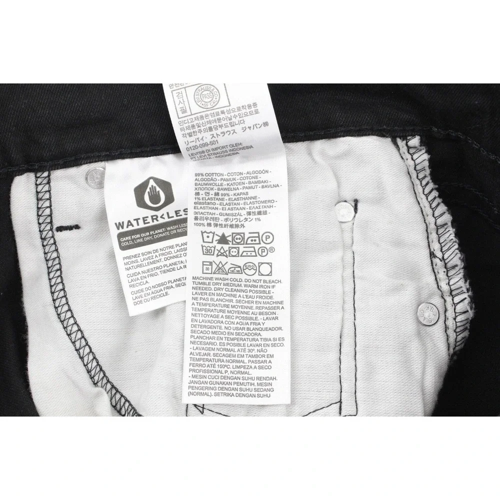 Levi's 502 Jeans 32x30 (Tag 32x32) Regular Taper Black Dark Wash - Picture 7 of 13